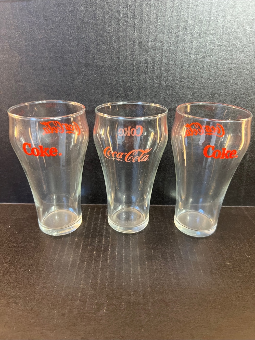 Coca Cola Clear Glasses with Red Logo - Set of 3